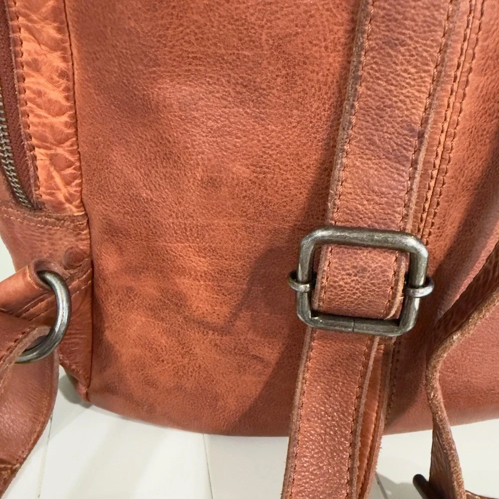 Vilenca Holland Tan Leather Woven Backpack Handbag Vintage Style Boho‎ Womens